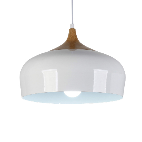 Colgante de aluminio E27 blanco brillante 32cm de diámetro y 27 cm de alto